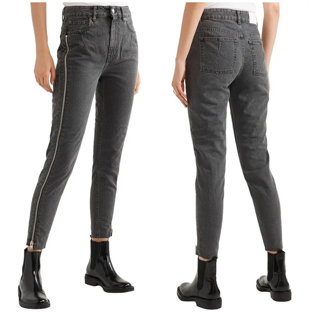 IRO PARIS
Essey Zip-Embellished Frayed High-Rise Skinny Jeans - Dark Gray